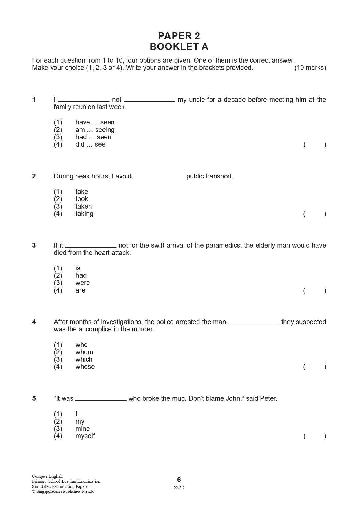 Conquer English Primary School Leaving Examination – Simulated Examination Papers