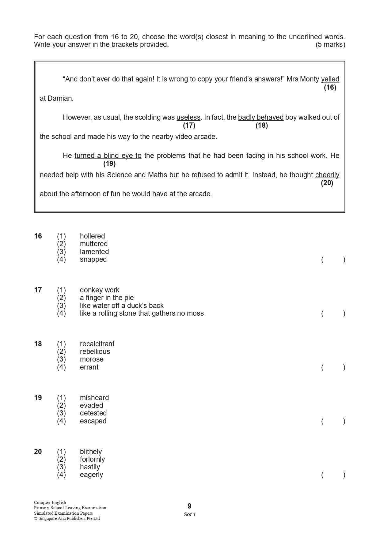 Conquer English Primary School Leaving Examination – Simulated Examination Papers