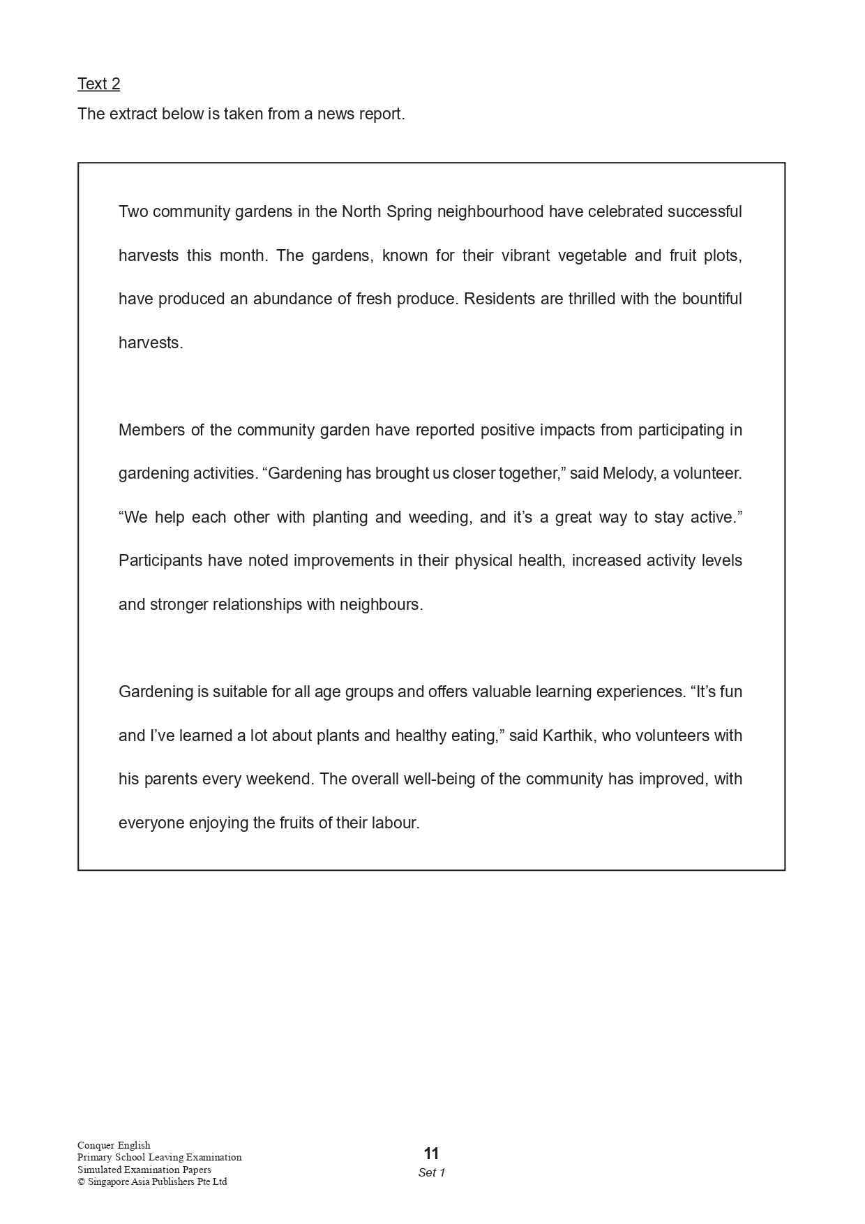Conquer English Primary School Leaving Examination – Simulated Examination Papers