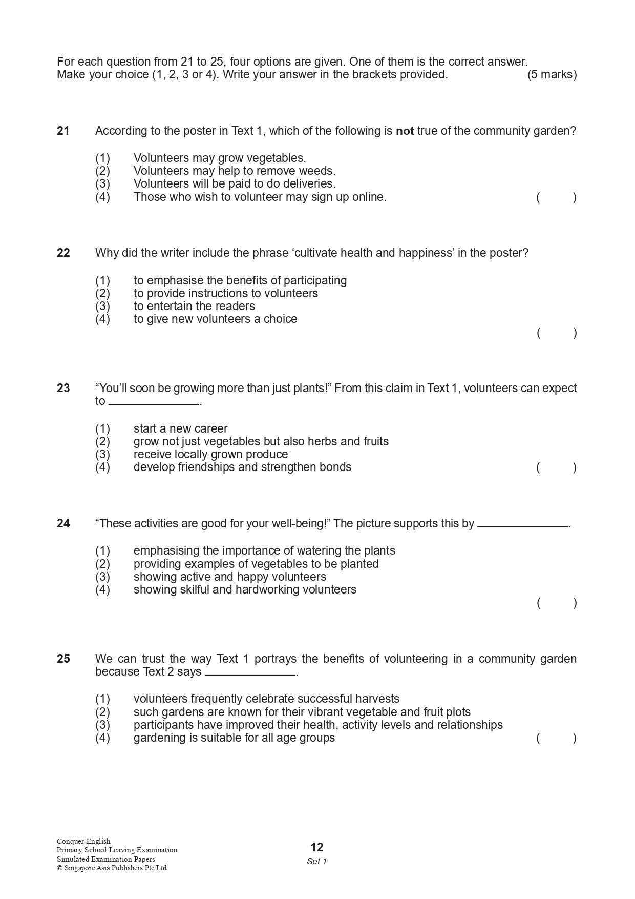 Conquer English Primary School Leaving Examination – Simulated Examination Papers