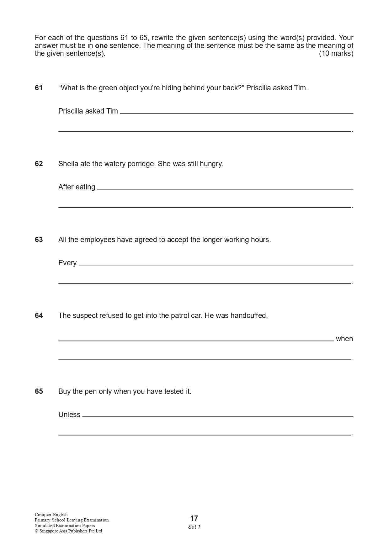 Conquer English Primary School Leaving Examination – Simulated Examination Papers