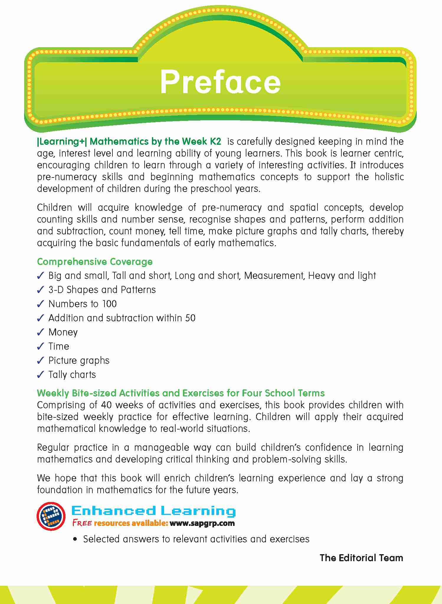 LEARNING+ MATHEMATICS by the WEEK Kindergarten 2