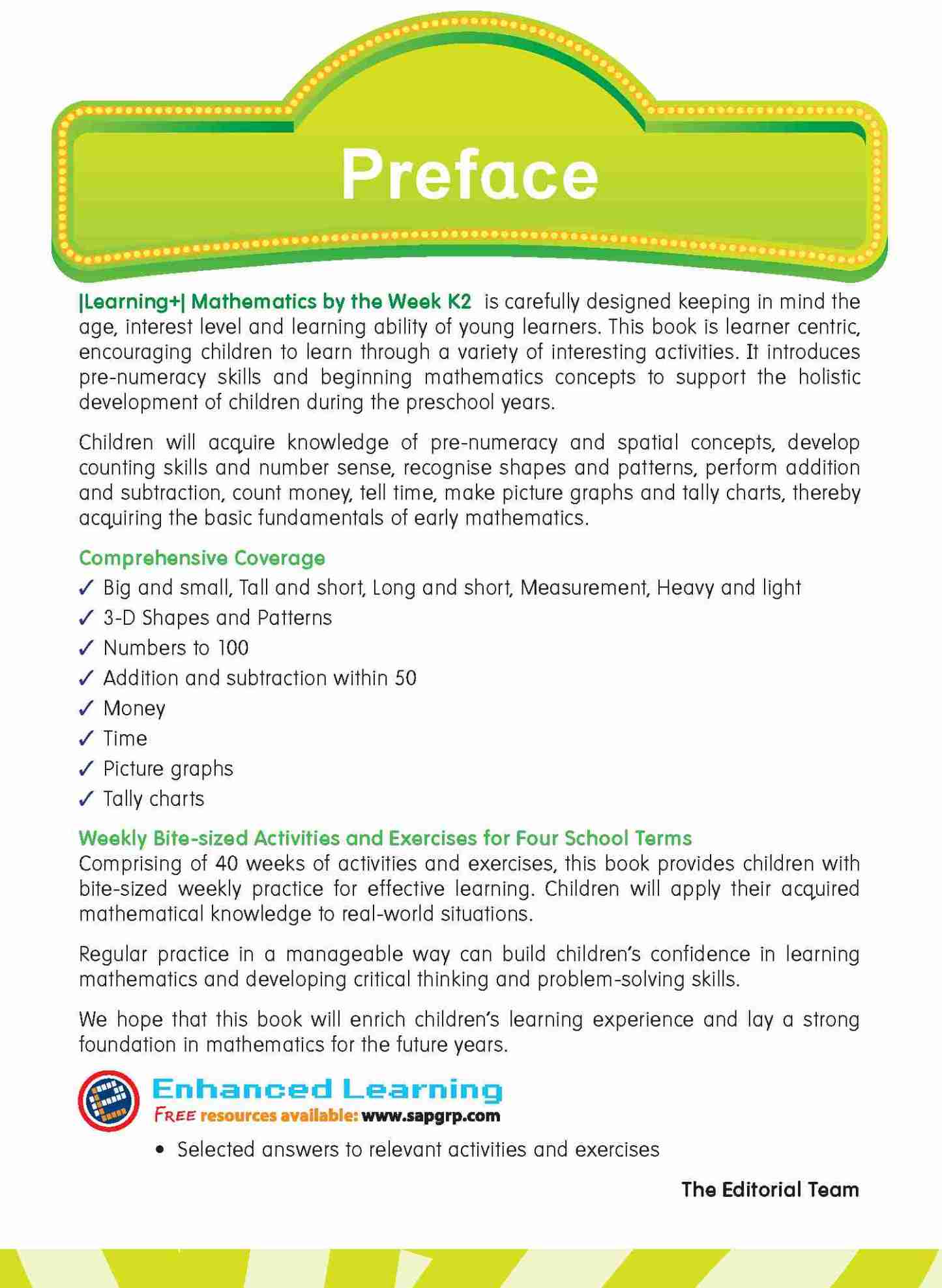 LEARNING+ MATHEMATICS by the WEEK Kindergarten 2