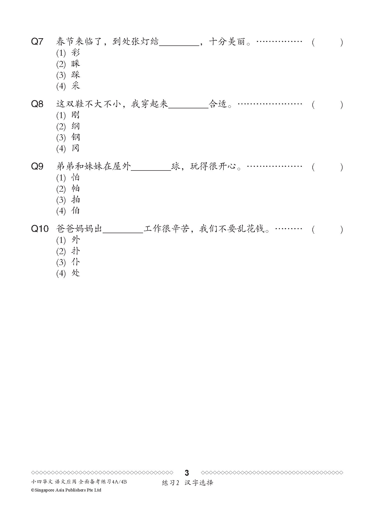 小四华文 语文应用 全面备考练习 4A/4B / Chinese Language and Usage Pre-exam Practice for Primary 4A/4B