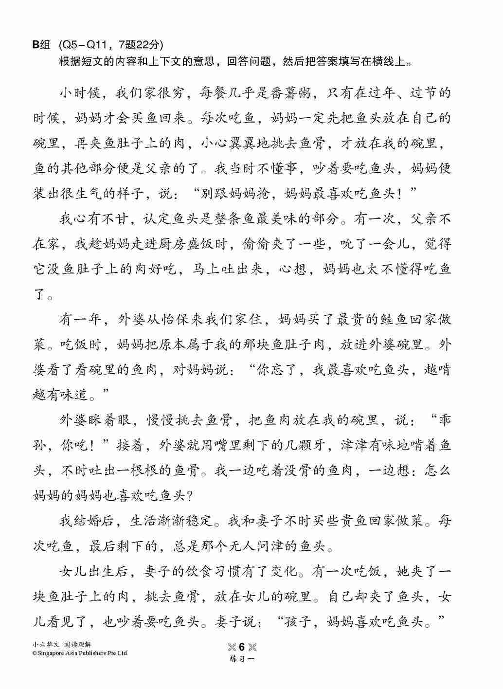 小学加分练习 小六华文阅读理解 / Reading Comprehension Exercises For Primary 6 [Chinese]