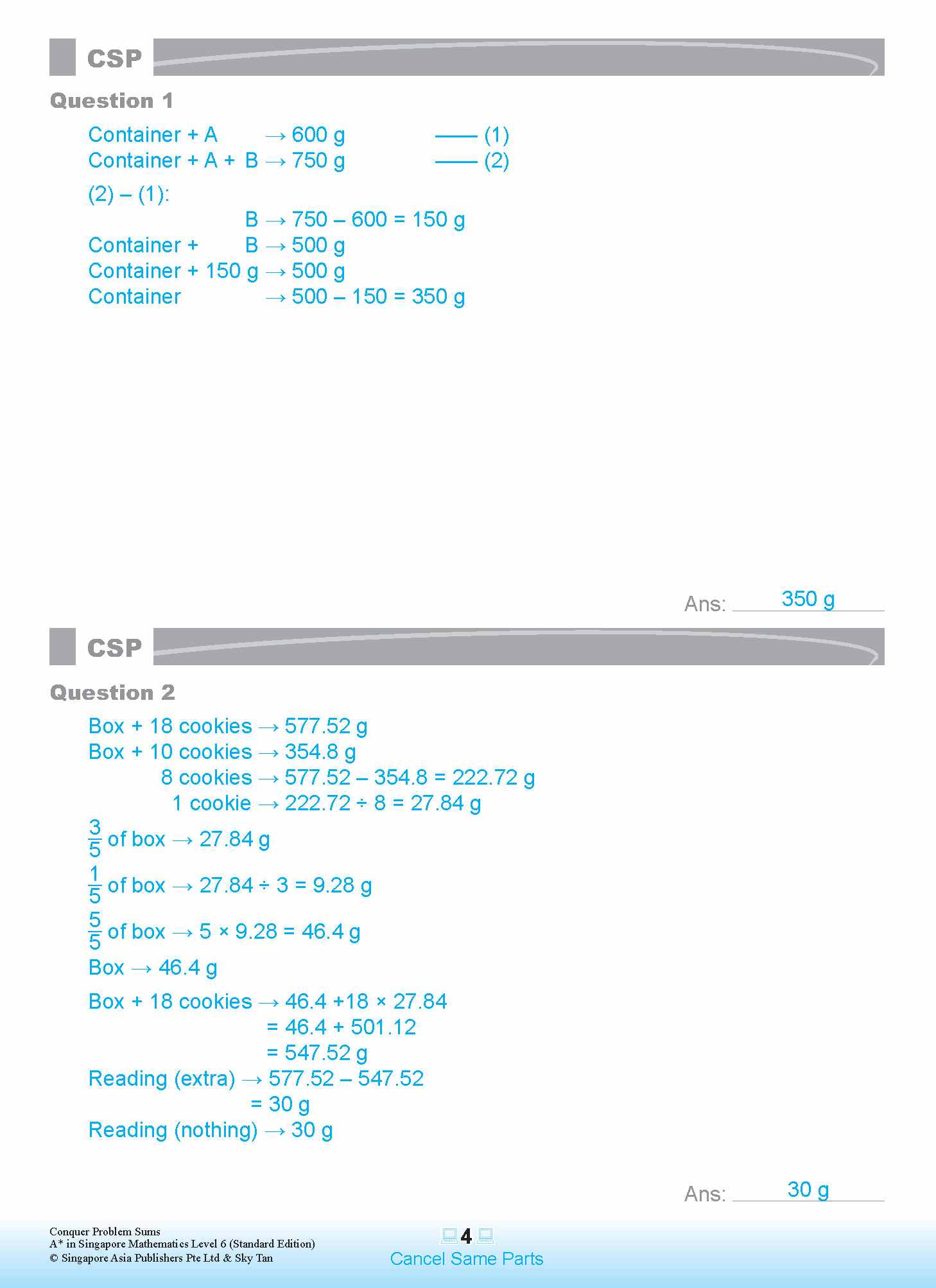 Conquer PROBLEM SUMS A* IN SINGAPORE MATHEMATICS (Standard Edition) LEVEL 6