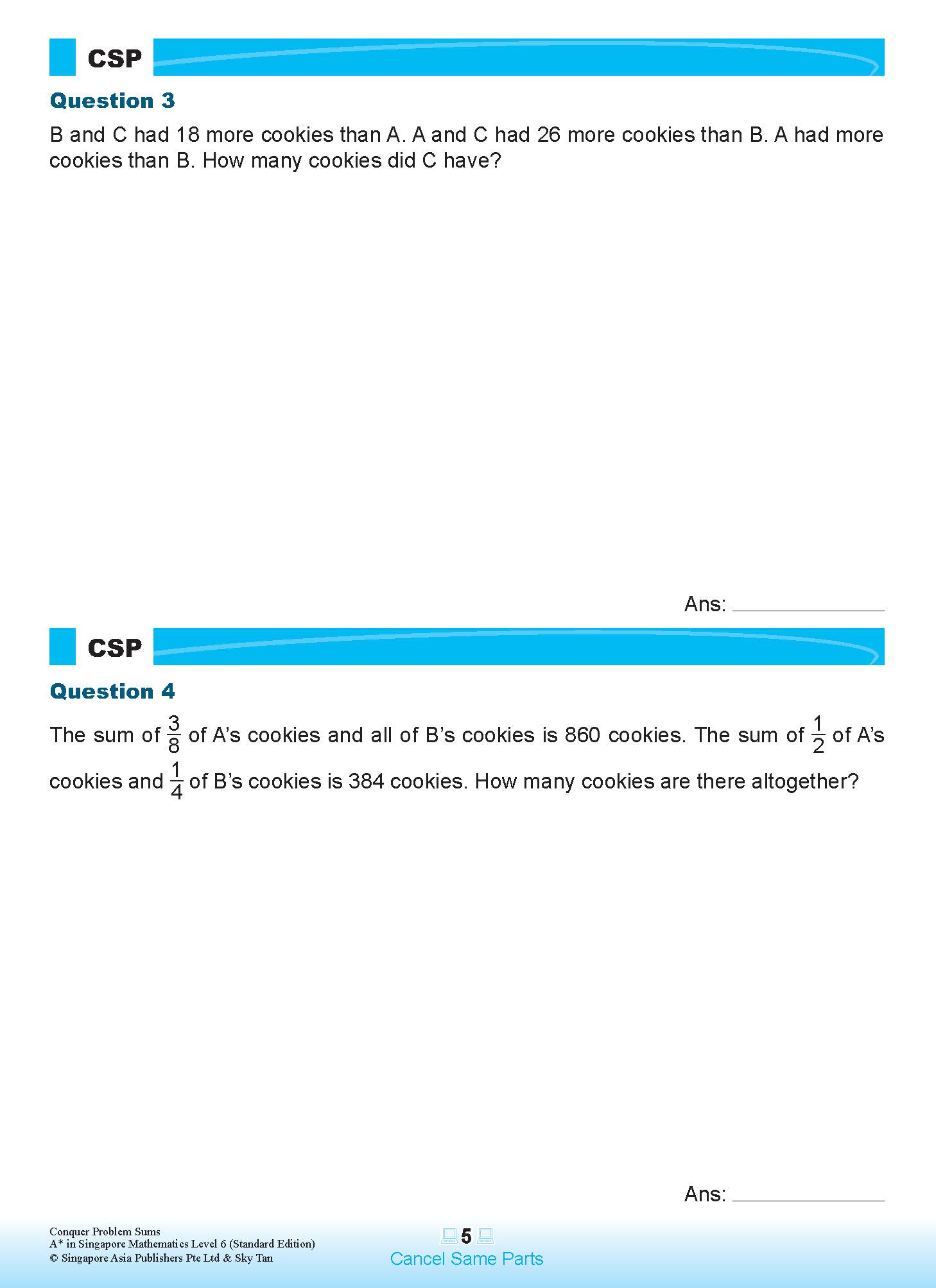 Conquer PROBLEM SUMS A* IN SINGAPORE MATHEMATICS (Standard Edition) LEVEL 6
