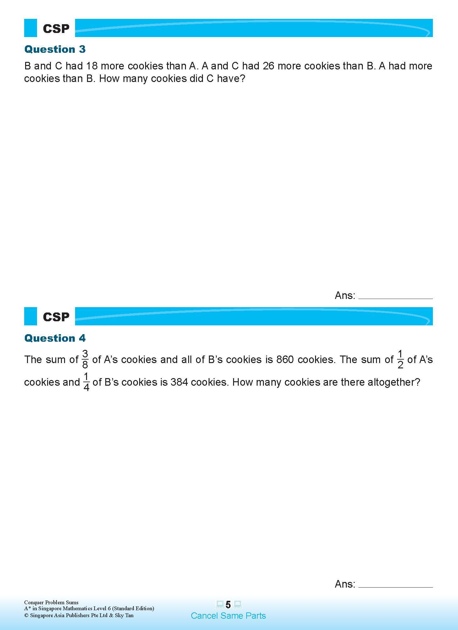 Conquer PROBLEM SUMS A* IN SINGAPORE MATHEMATICS (Standard Edition) LEVEL 6