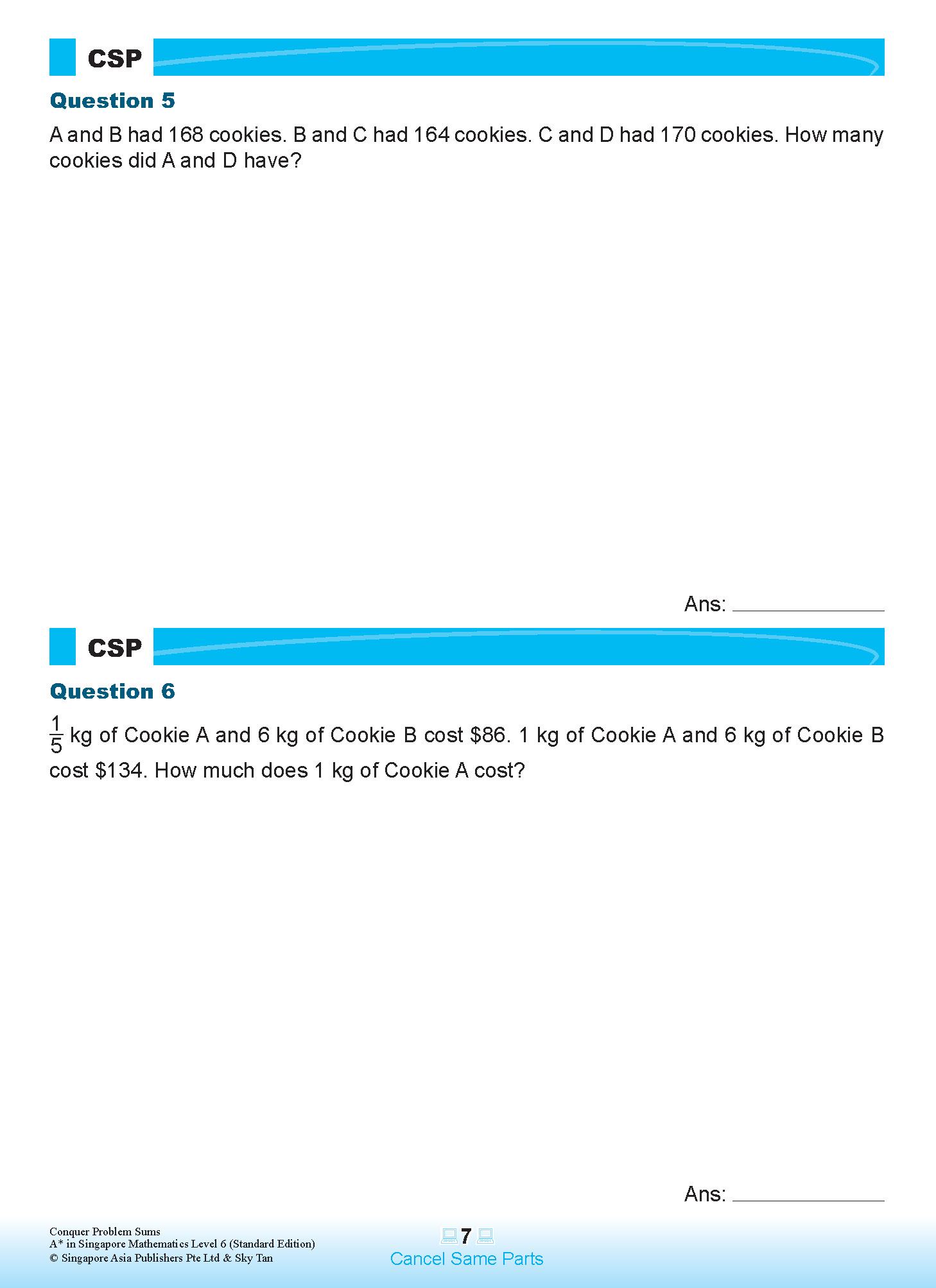 Conquer PROBLEM SUMS A* IN SINGAPORE MATHEMATICS (Standard Edition) LEVEL 6