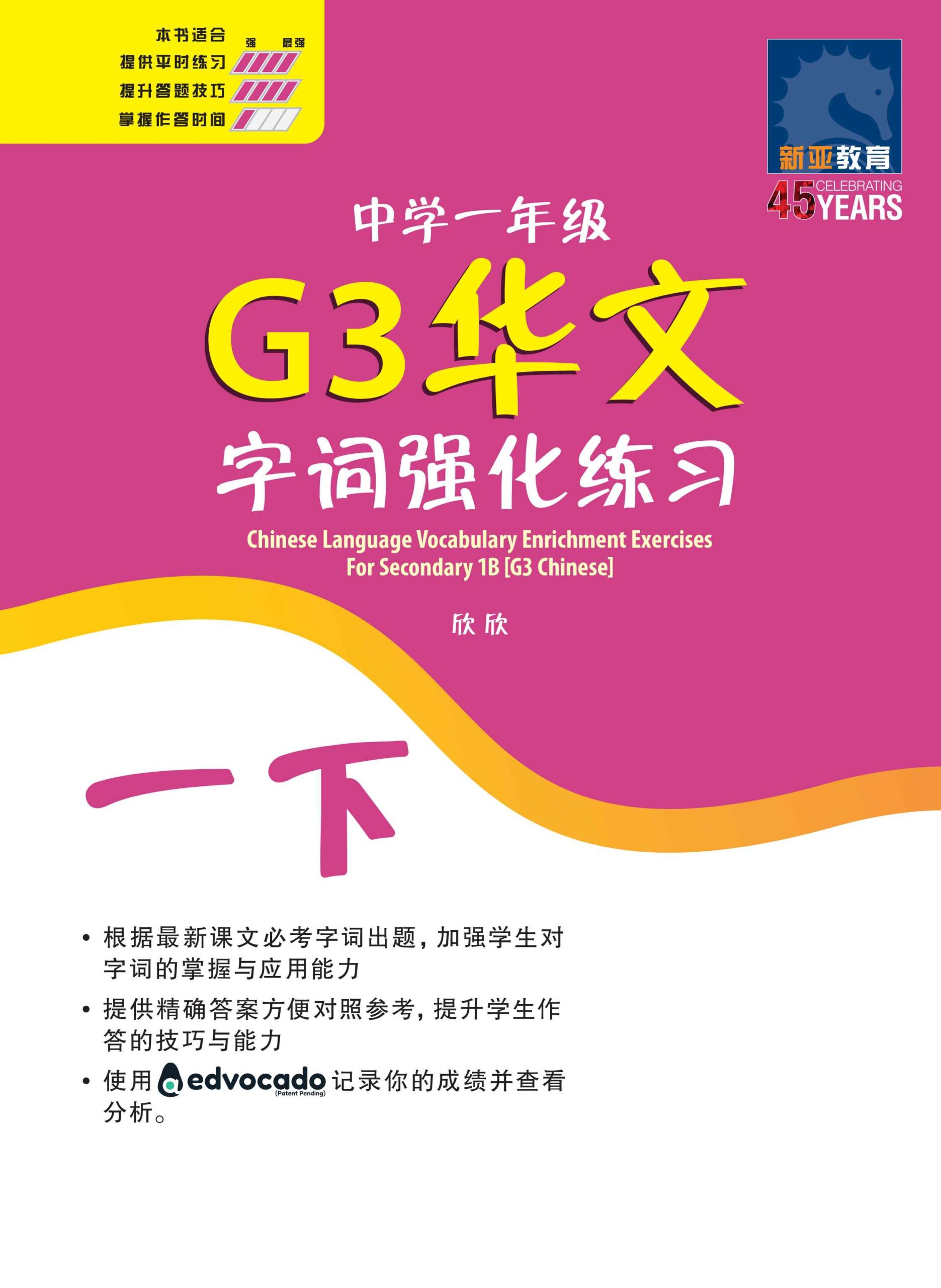 中学一年级 G3华文 字词强化练习 (一下) / Chinese Language Vocabulary Enrichment Exercises For Secondary 1B [G3 Chinese]