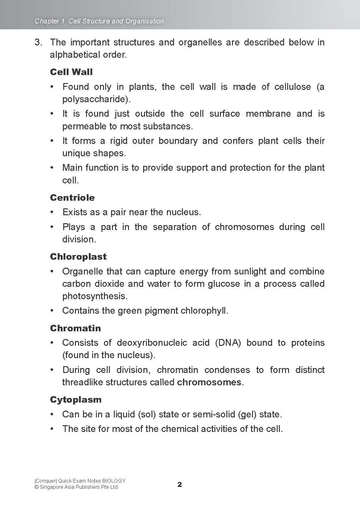 Conquer QUICK EXAM NOTES BIOLOGY