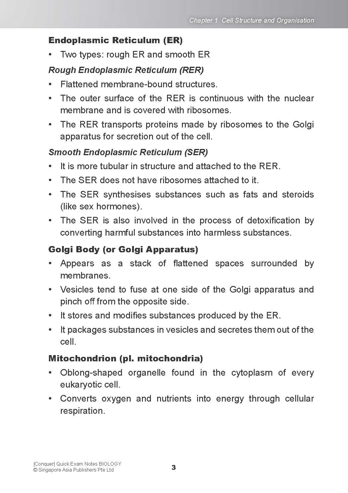 Conquer QUICK EXAM NOTES BIOLOGY