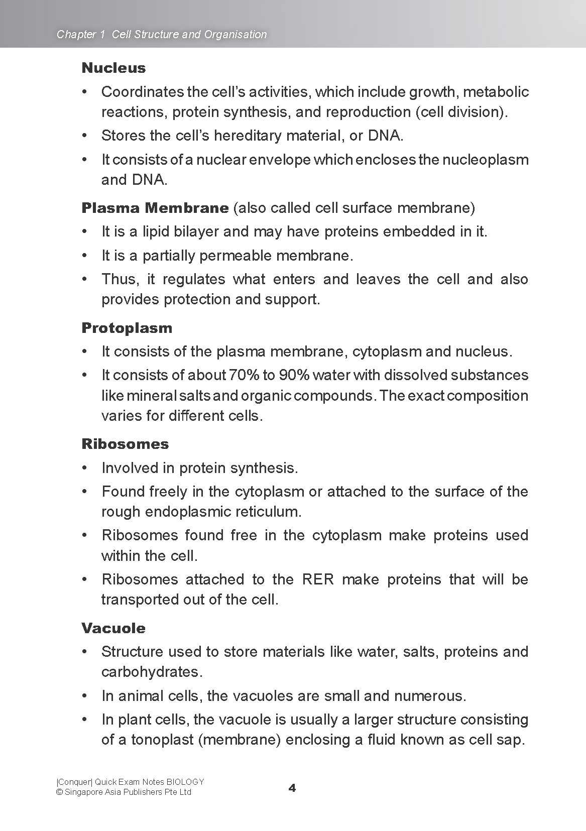 Conquer QUICK EXAM NOTES BIOLOGY