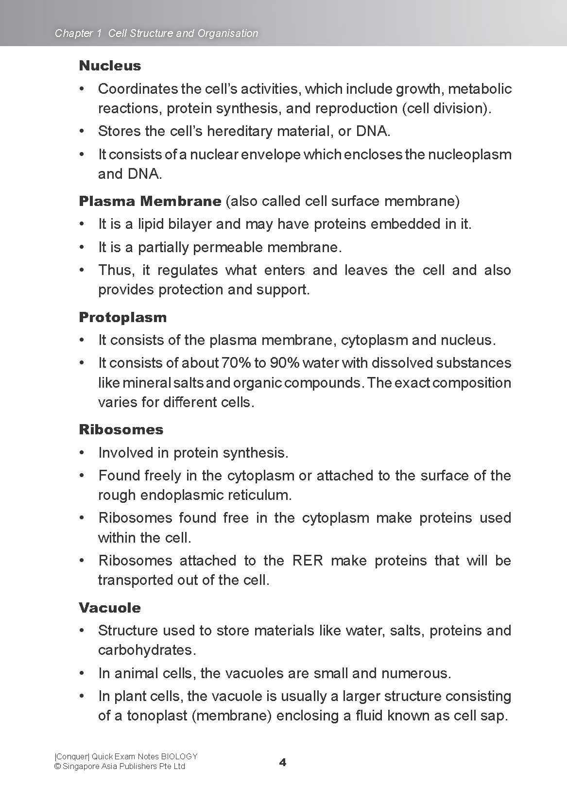 Conquer QUICK EXAM NOTES BIOLOGY