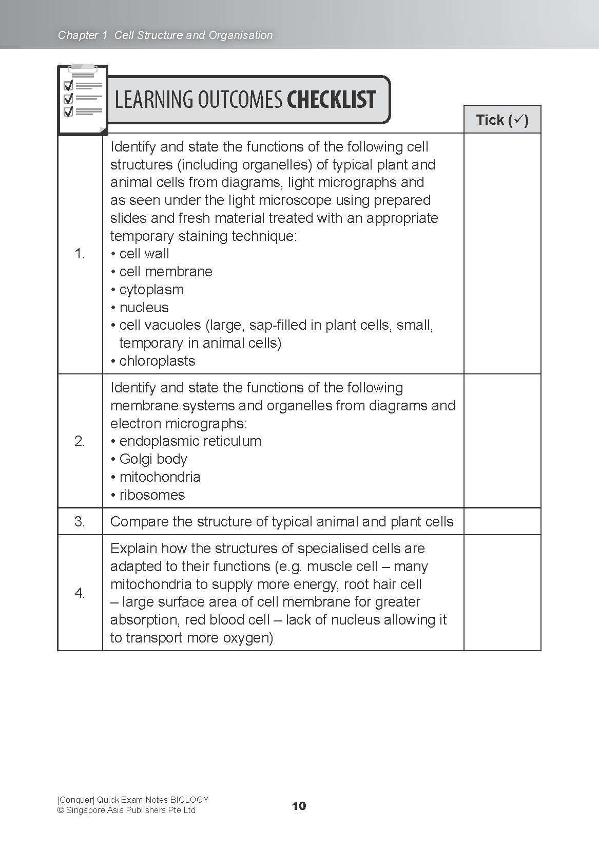 Conquer QUICK EXAM NOTES BIOLOGY