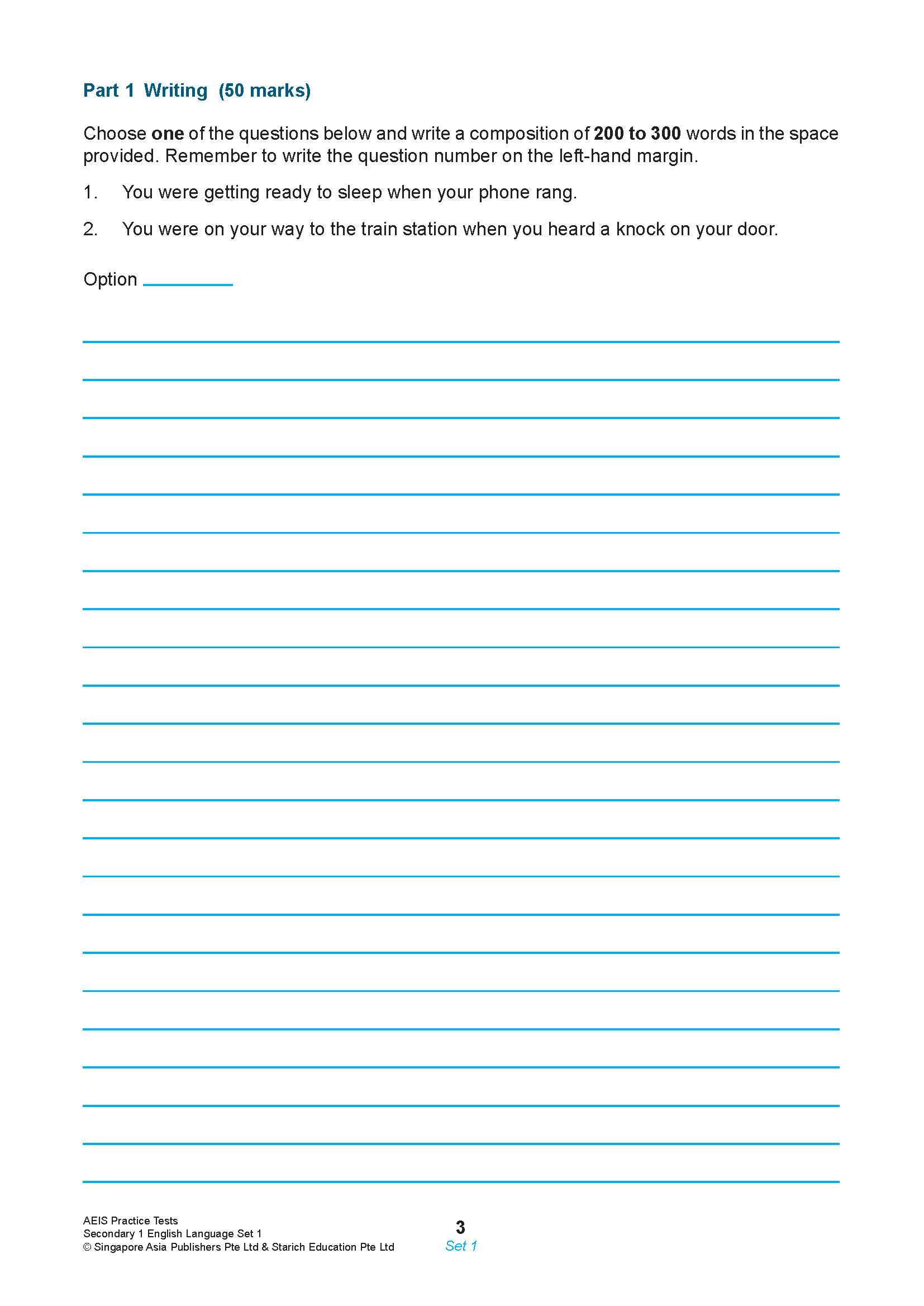 AEIS Practice Tests ENGLISH – Secondary 1 (12 to 14+ Years)