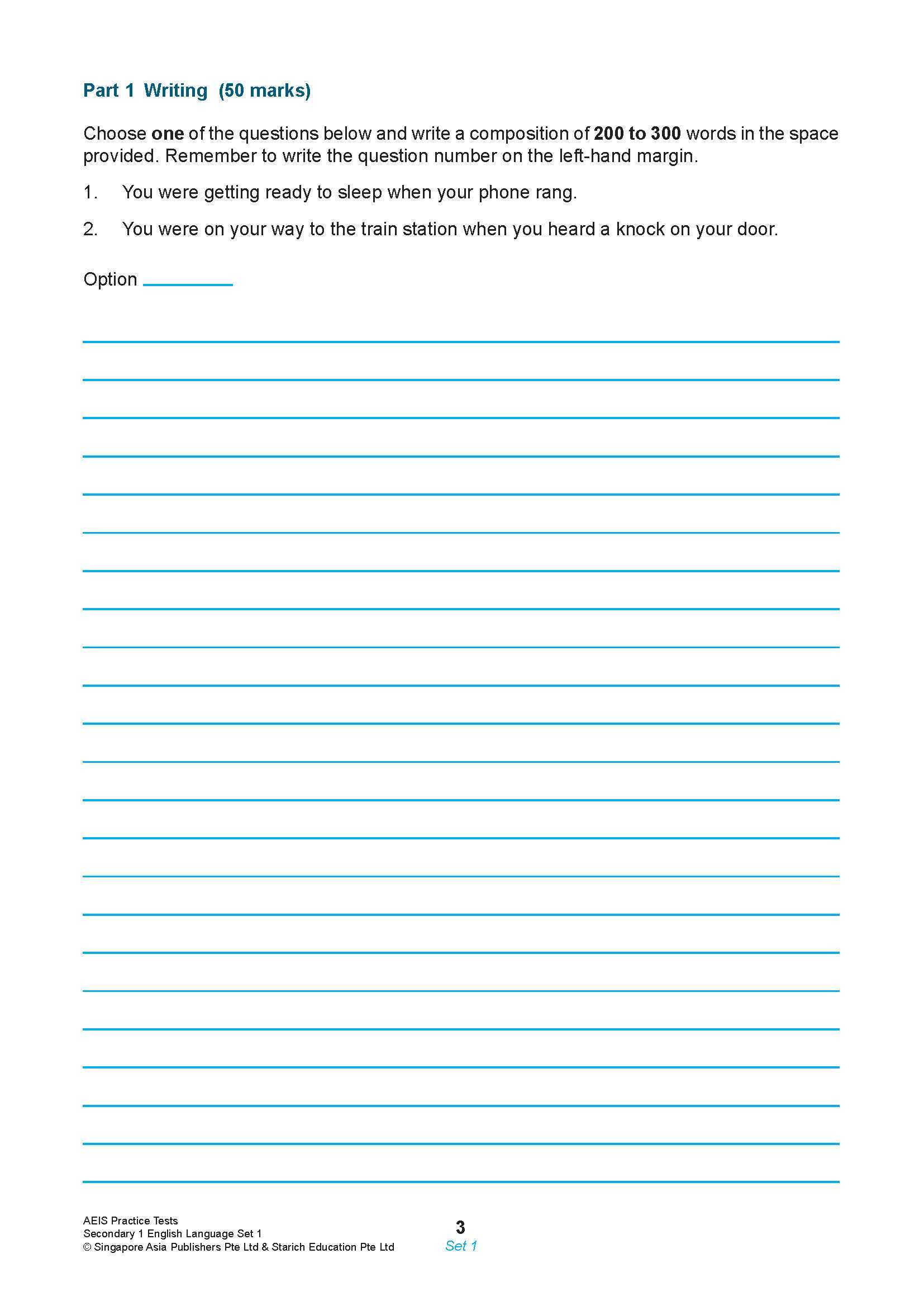 AEIS Practice Tests ENGLISH – Secondary 1 (12 to 14+ Years)