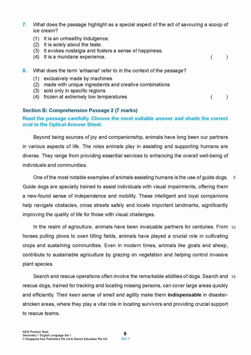 AEIS Practice Tests ENGLISH – Secondary 1 (12 to 14+ Years)