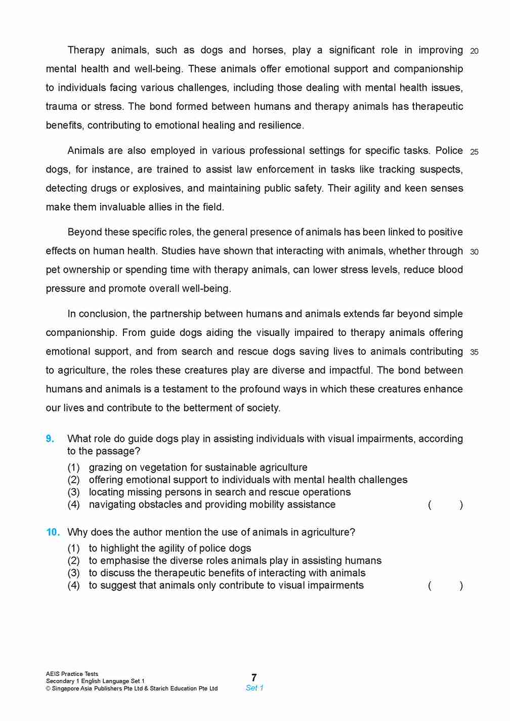 AEIS Practice Tests ENGLISH – Secondary 1 (12 to 14+ Years)