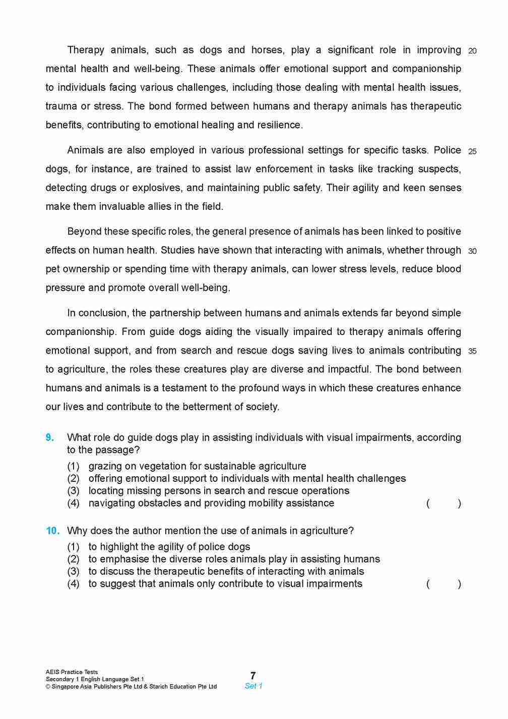 AEIS Practice Tests ENGLISH – Secondary 1 (12 to 14+ Years)