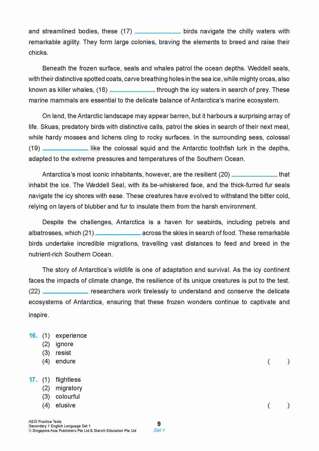 AEIS Practice Tests ENGLISH – Secondary 1 (12 to 14+ Years)