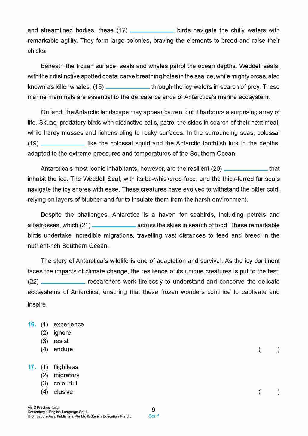 AEIS Practice Tests ENGLISH – Secondary 1 (12 to 14+ Years)