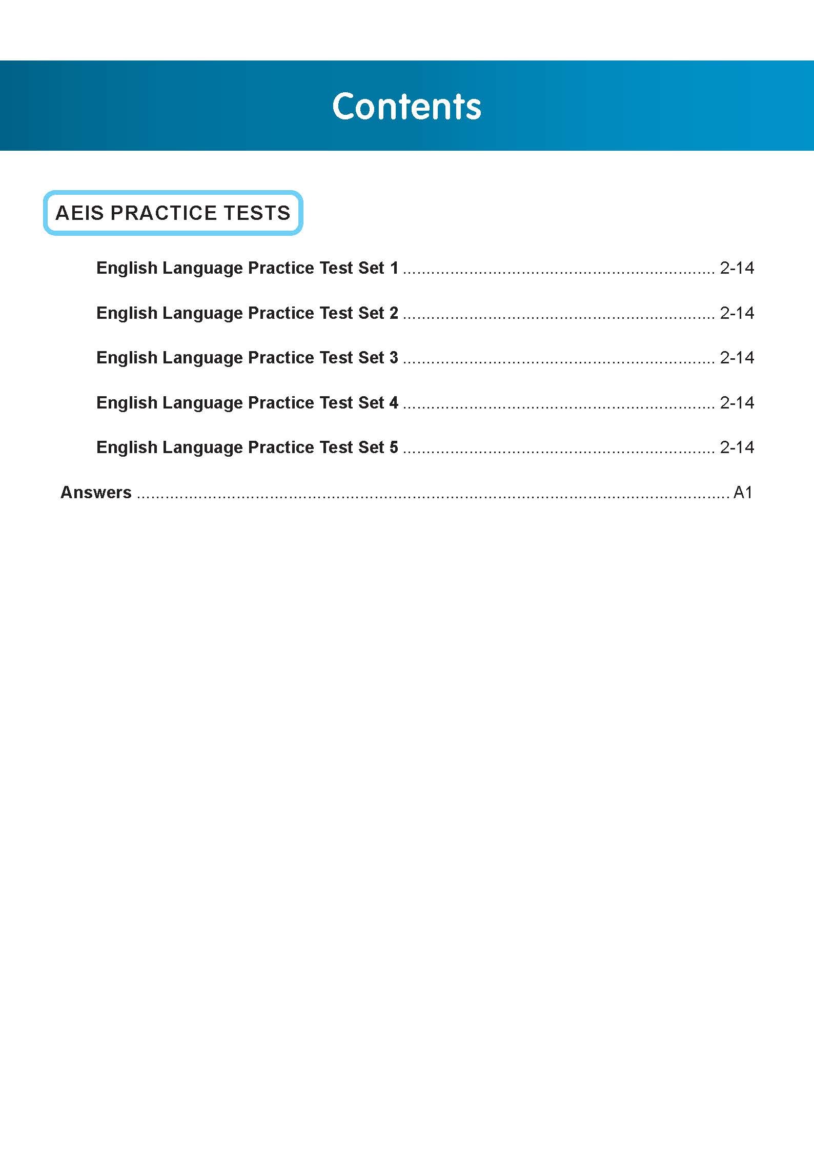 AEIS Practice Tests ENGLISH – Secondary 2 (13 to 15+ Years)