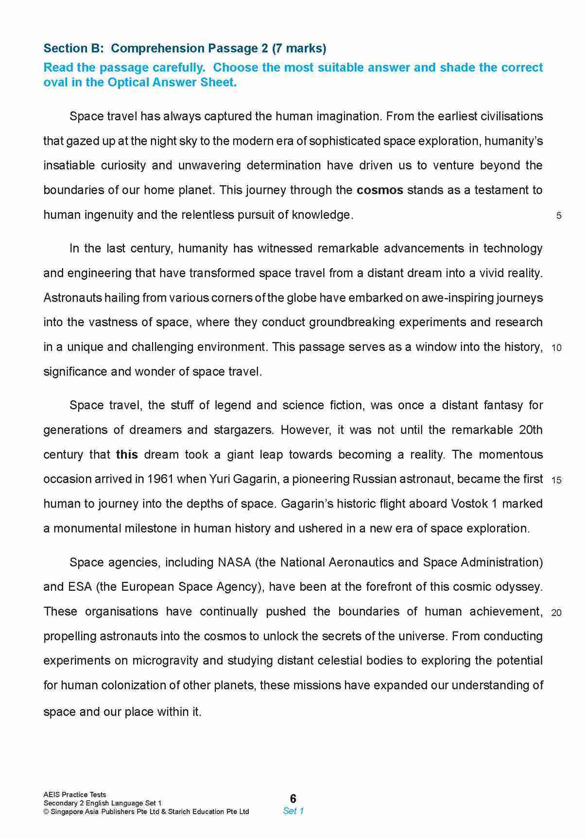 AEIS Practice Tests ENGLISH – Secondary 2 (13 to 15+ Years)