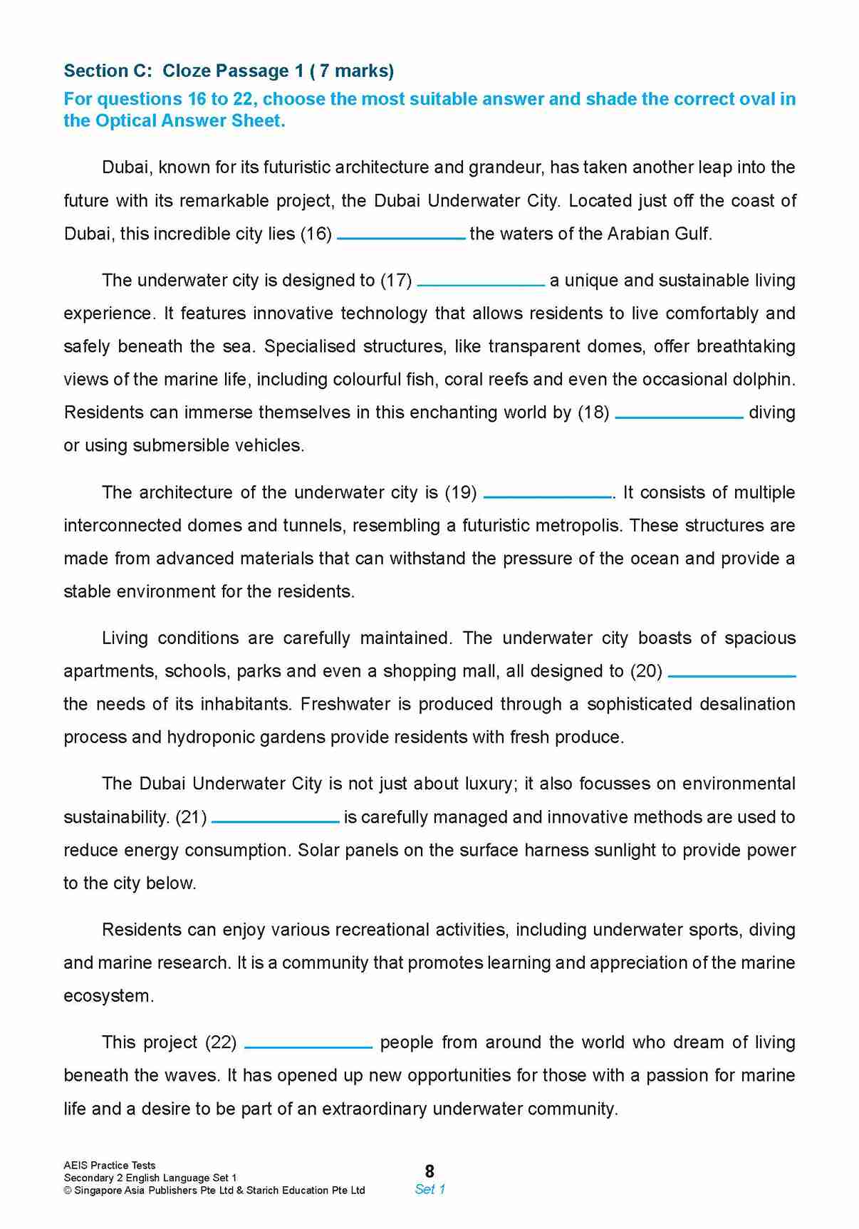 AEIS Practice Tests ENGLISH – Secondary 2 (13 to 15+ Years)