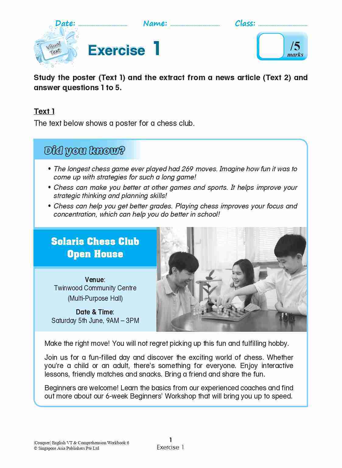 Conquer English Visual Text Comprehension & Comprehension Workbook 6