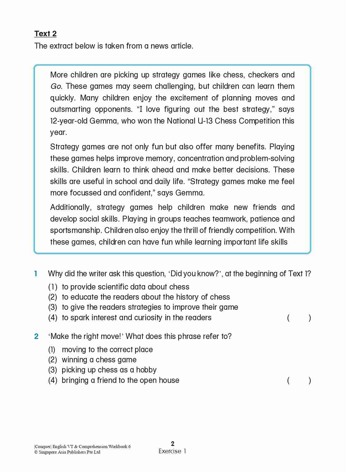 Conquer English Visual Text Comprehension & Comprehension Workbook 6