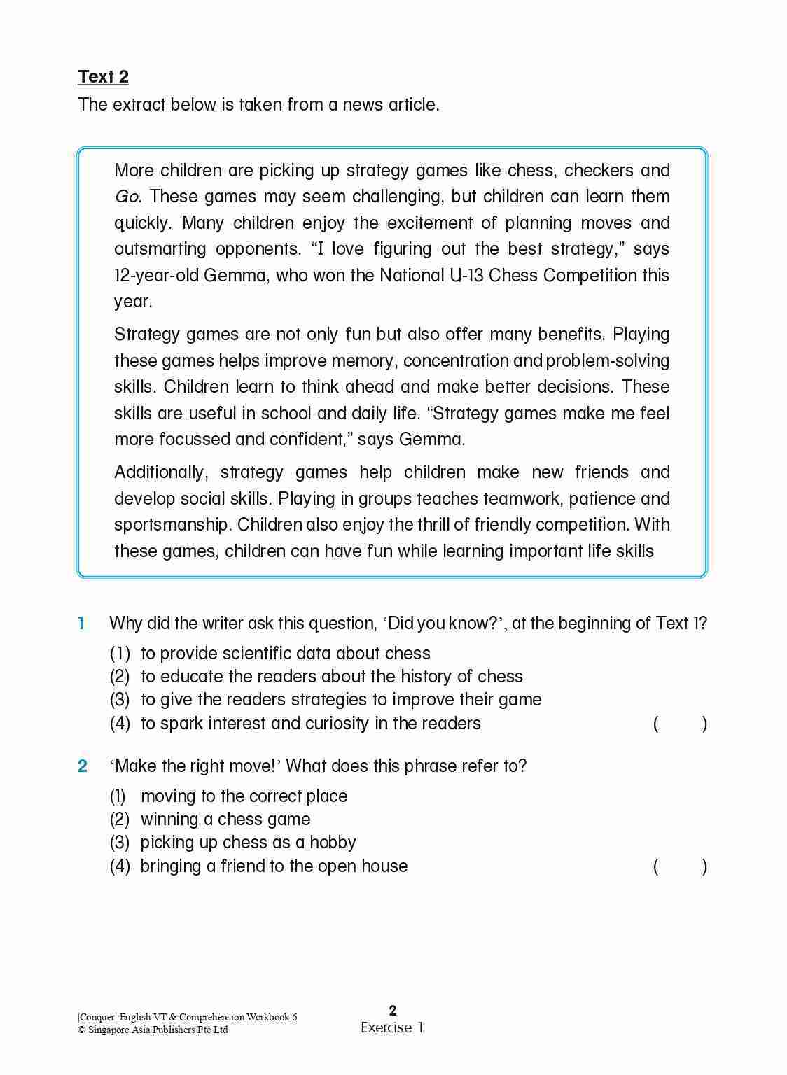 Conquer English Visual Text Comprehension & Comprehension Workbook 6