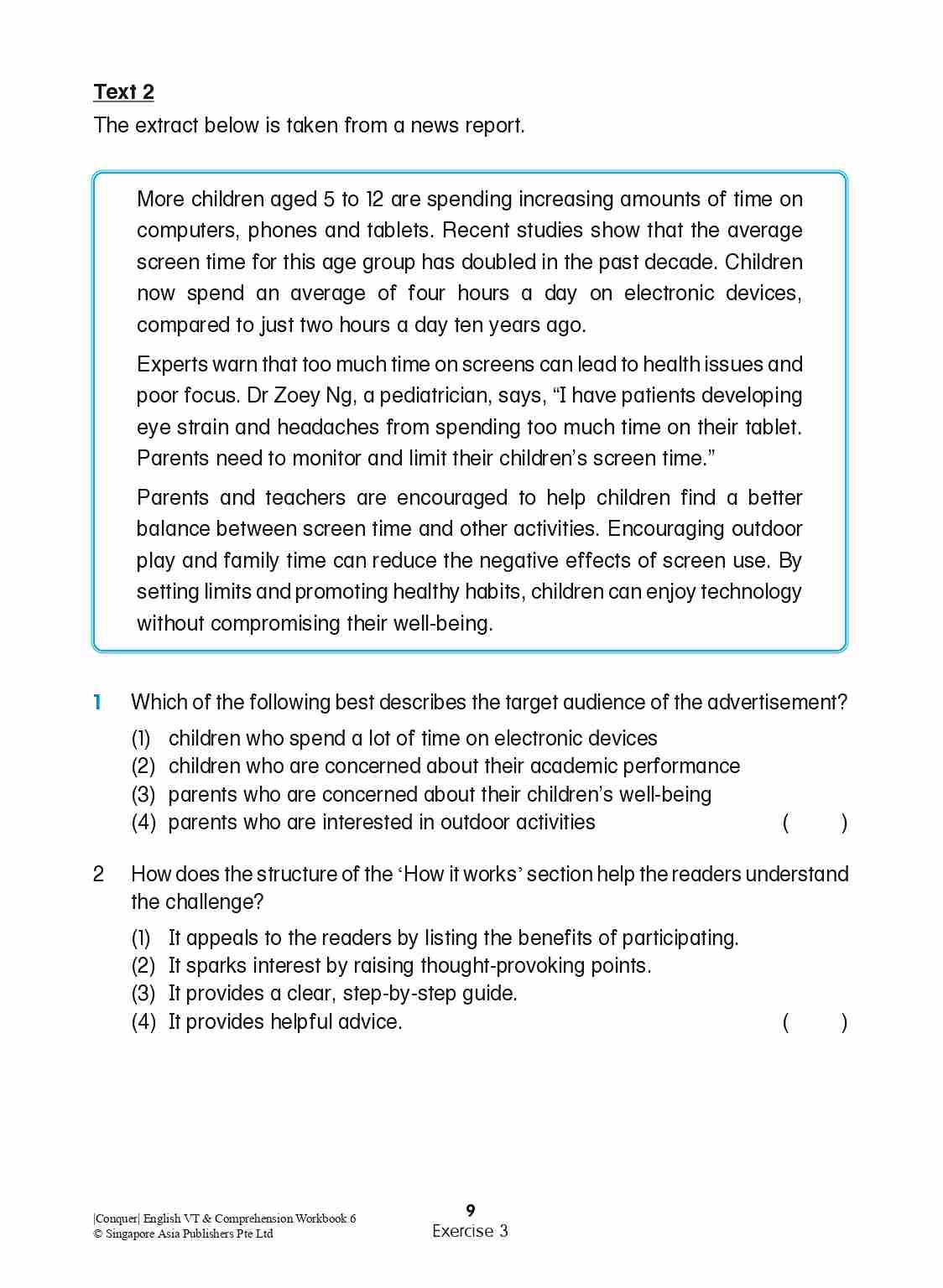 Conquer English Visual Text Comprehension & Comprehension Workbook 6