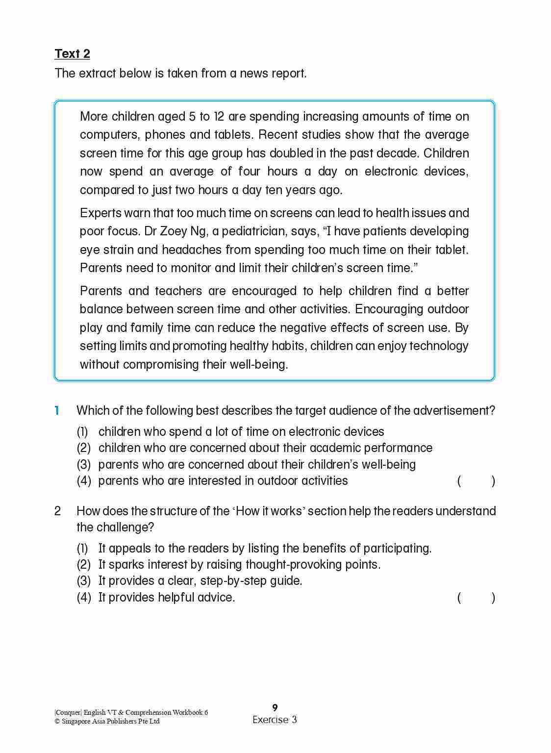 Conquer English Visual Text Comprehension & Comprehension Workbook 6