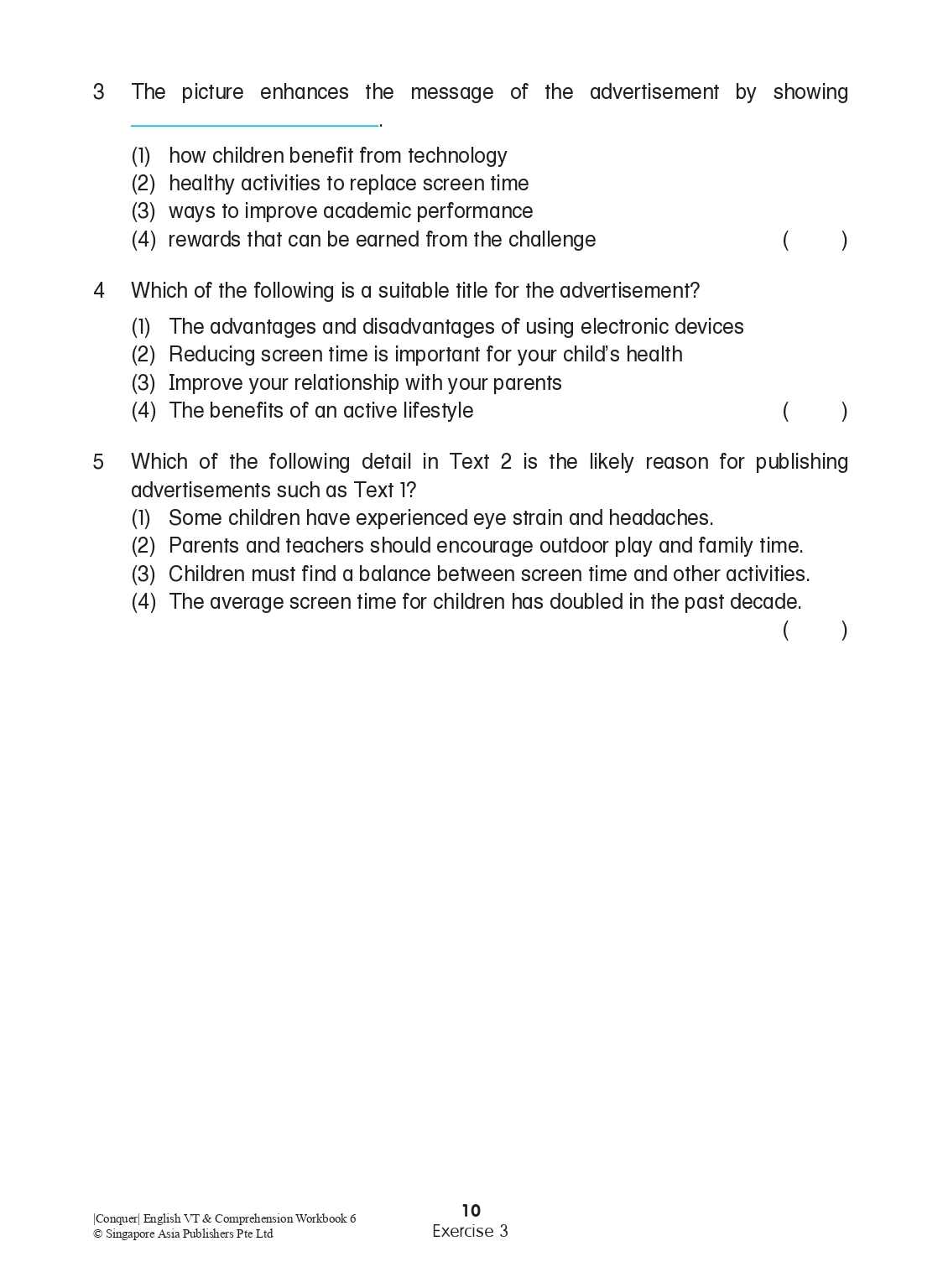 Conquer English Visual Text Comprehension & Comprehension Workbook 6