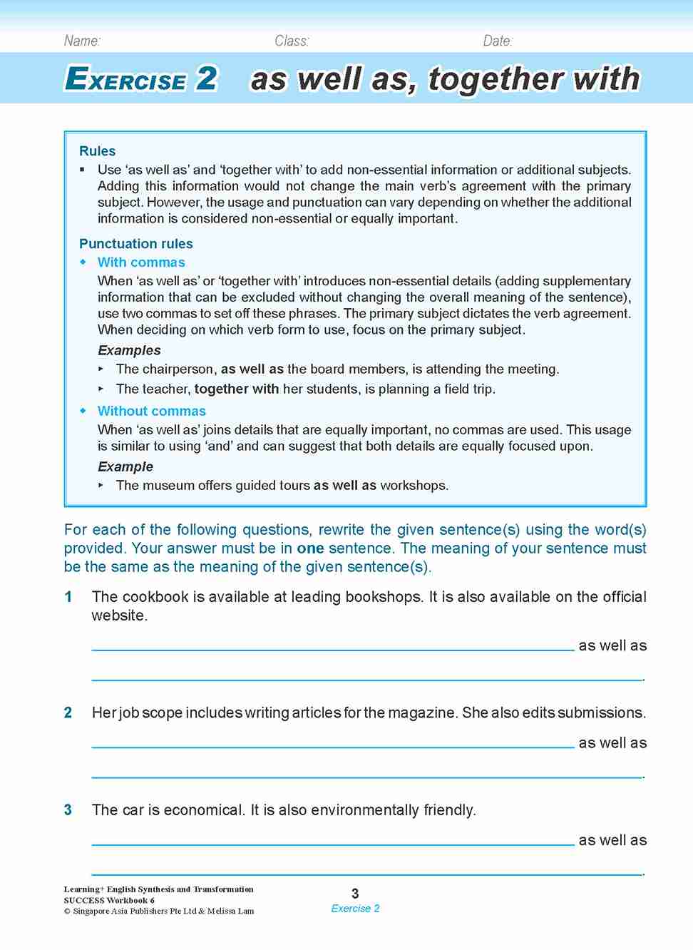 LEARNING+ ENGLISH Synthesis and Transformation SUCCESS Workbook 6