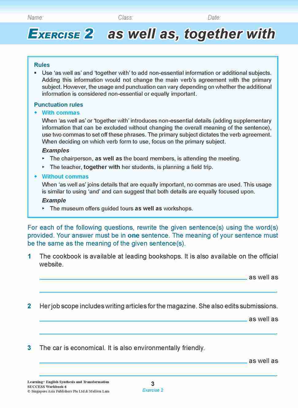 LEARNING+ ENGLISH Synthesis and Transformation SUCCESS Workbook 6