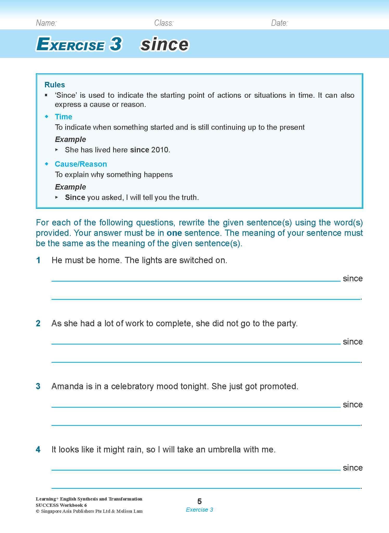 LEARNING+ ENGLISH Synthesis and Transformation SUCCESS Workbook 6