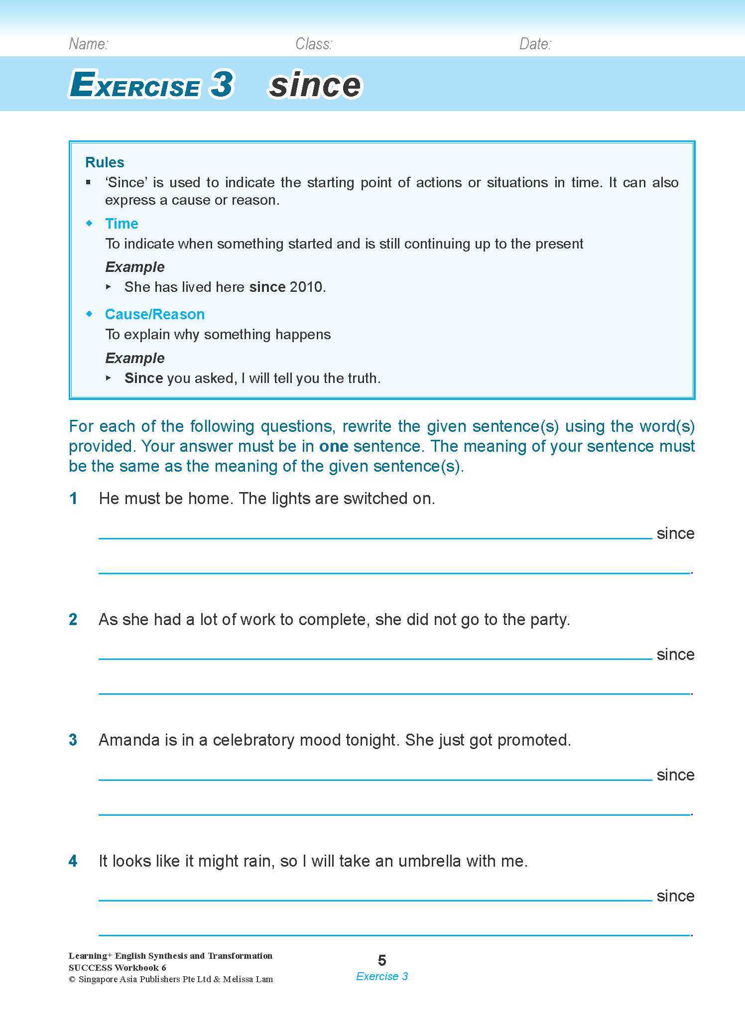 LEARNING+ ENGLISH Synthesis and Transformation SUCCESS Workbook 6