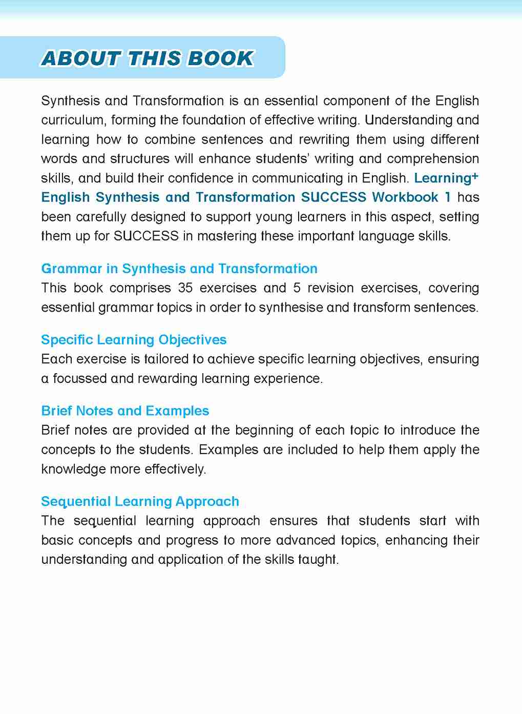 LEARNING+ ENGLISH Synthesis and Transformation SUCCESS Workbook 1