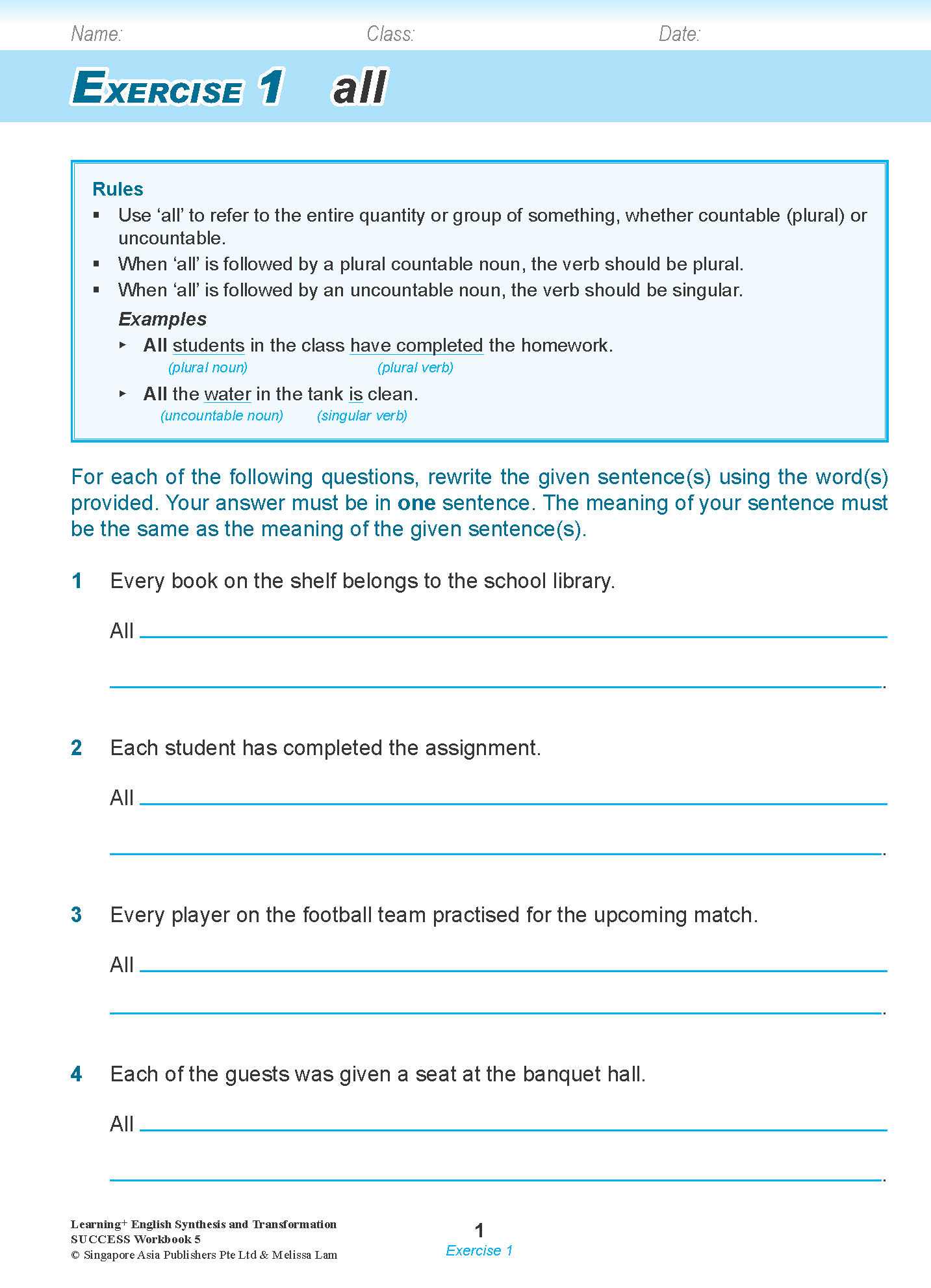 LEARNING+ ENGLISH Synthesis and Transformation SUCCESS Workbook 5