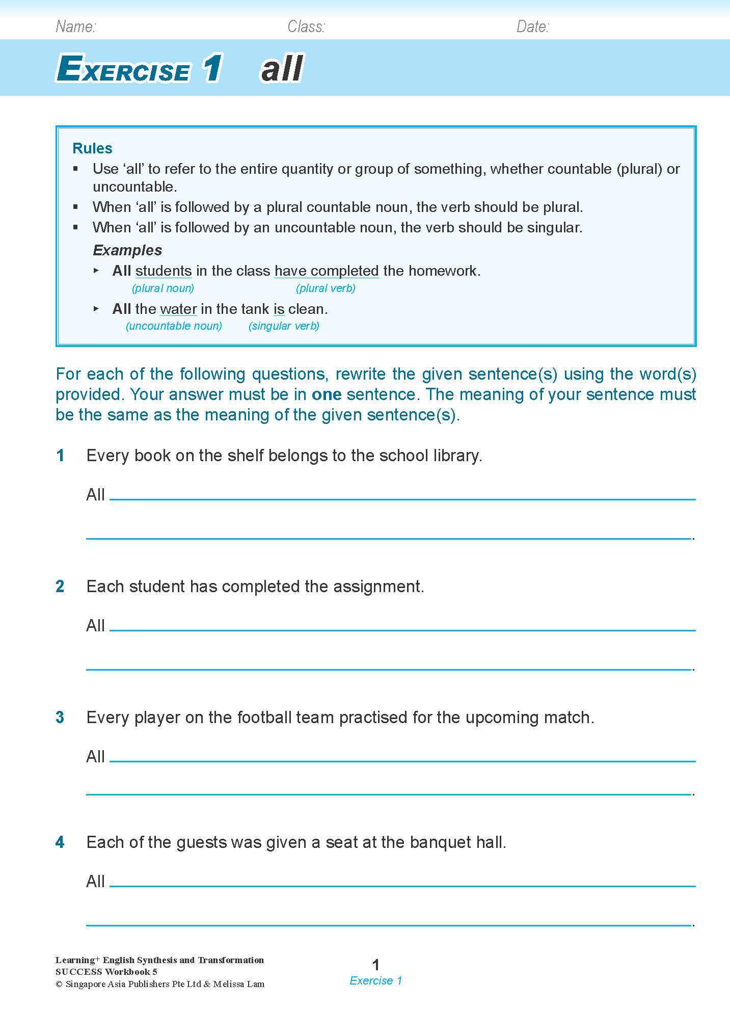 LEARNING+ ENGLISH Synthesis and Transformation SUCCESS Workbook 5