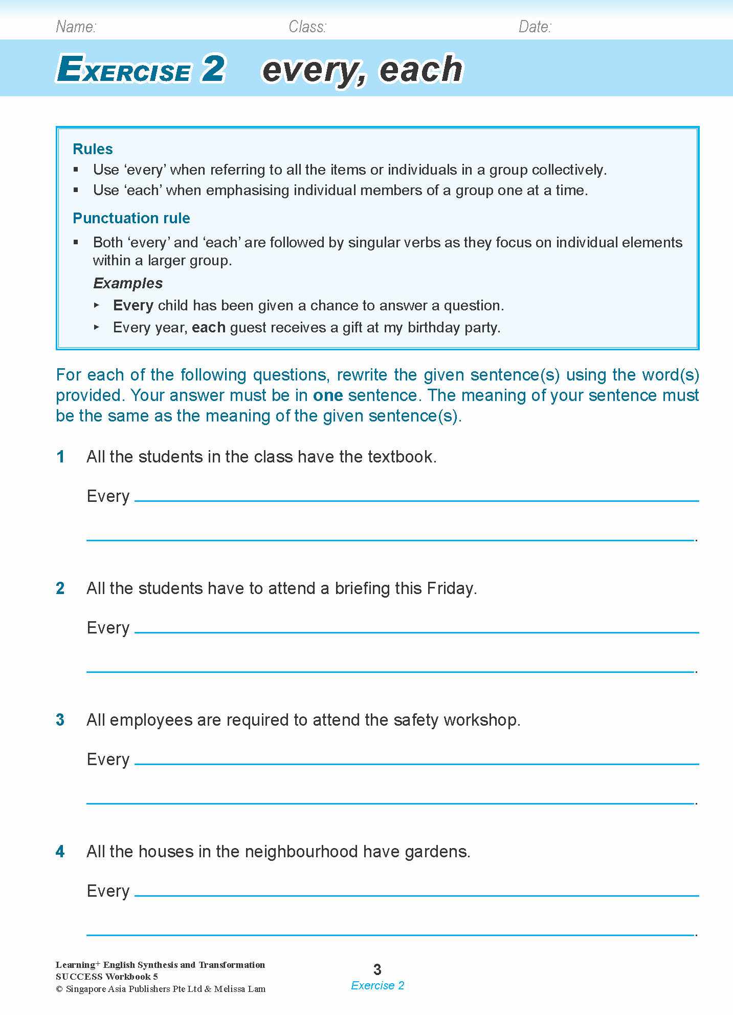 LEARNING+ ENGLISH Synthesis and Transformation SUCCESS Workbook 5