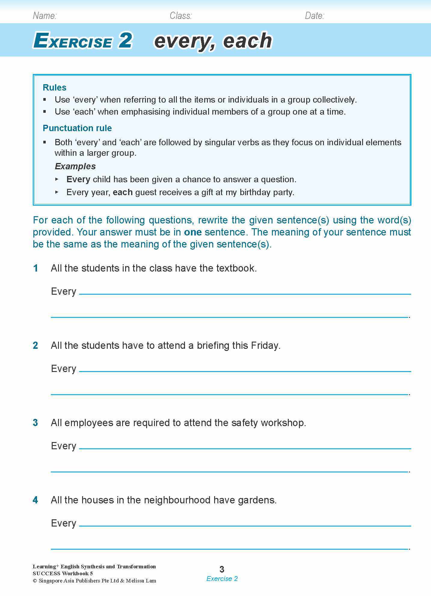 LEARNING+ ENGLISH Synthesis and Transformation SUCCESS Workbook 5