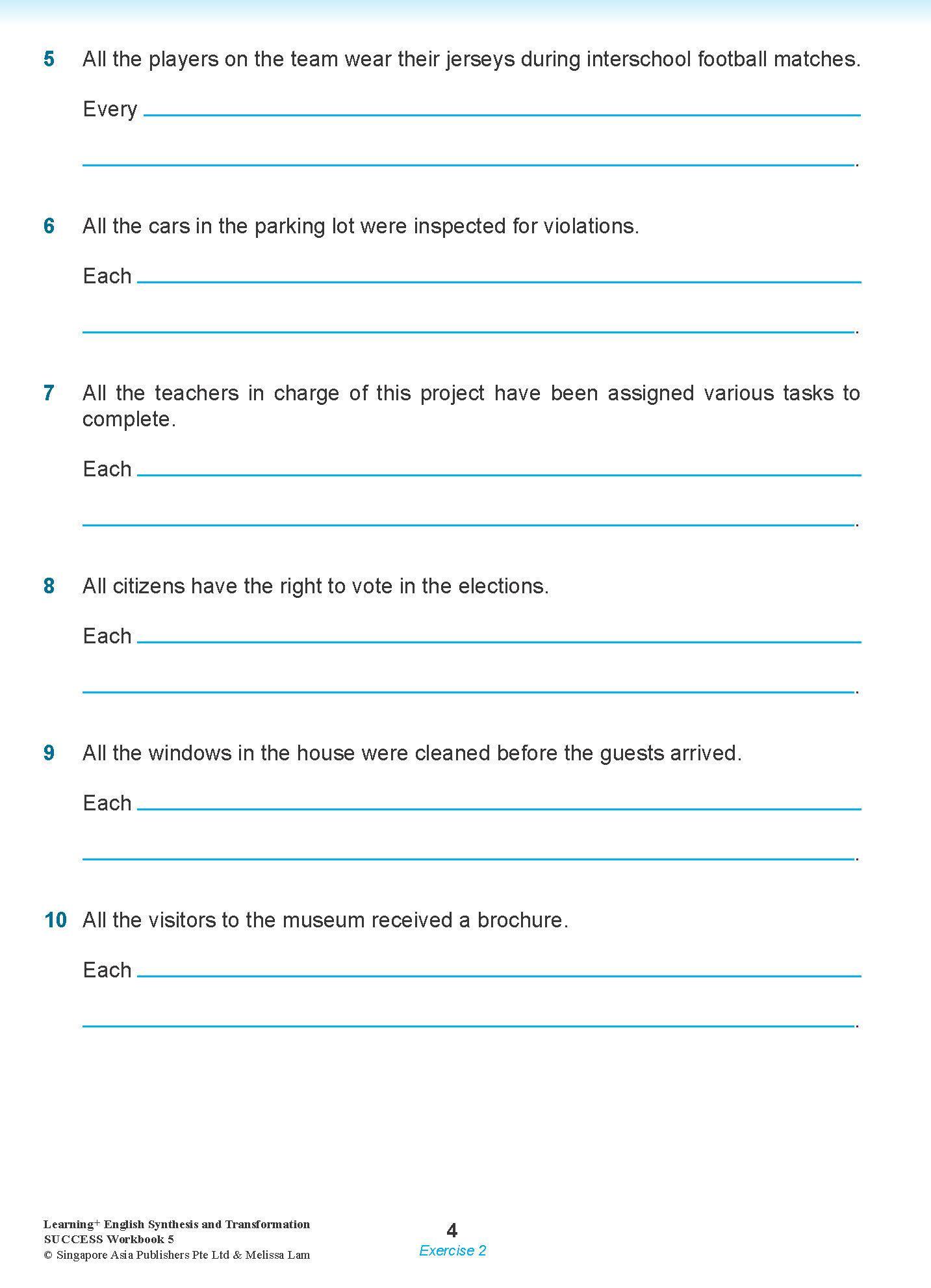 LEARNING+ ENGLISH Synthesis and Transformation SUCCESS Workbook 5