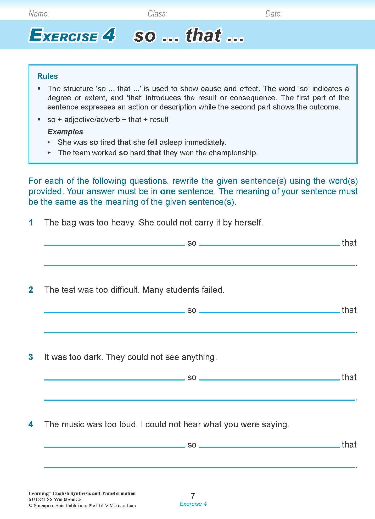 LEARNING+ ENGLISH Synthesis and Transformation SUCCESS Workbook 5