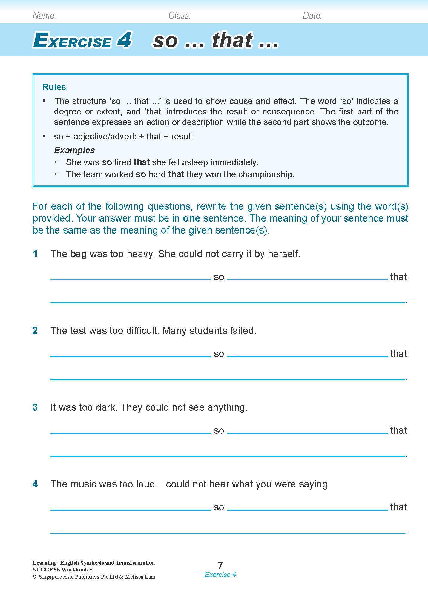 LEARNING+ ENGLISH Synthesis and Transformation SUCCESS Workbook 5