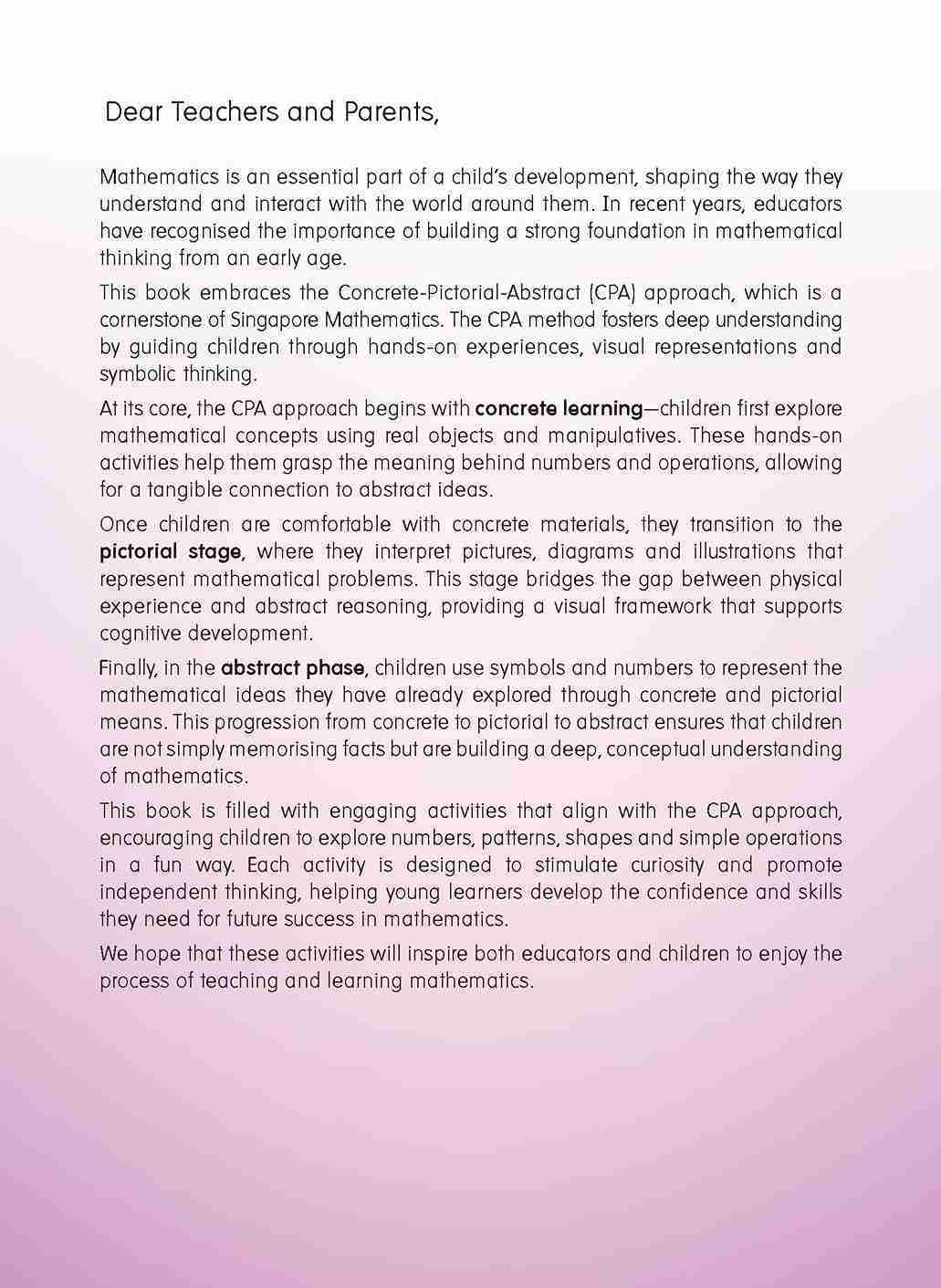 LEARNING+ MATHEMATICS Concrete • Pictorial • Abstract Approach Preschool (4 – 6 Years)