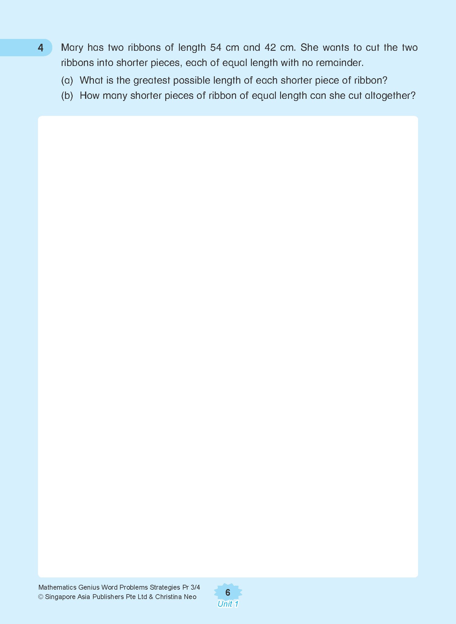 MATHEMATICS GENIUS WORD PROBLEMS STRATEGIES PRIMARY 3/4