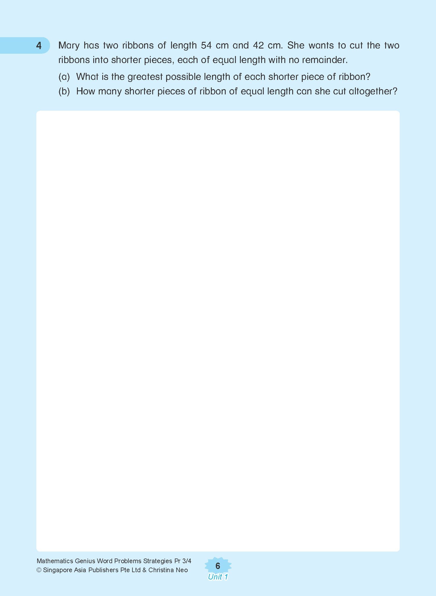 MATHEMATICS GENIUS WORD PROBLEMS STRATEGIES PRIMARY 3/4